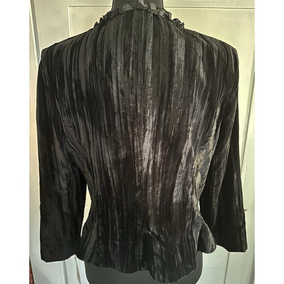 VTG Clues Collection Black Velvet Edwardian Victorian Ruffle Cropped Jacket Sz 6 - Picture 7 of 12